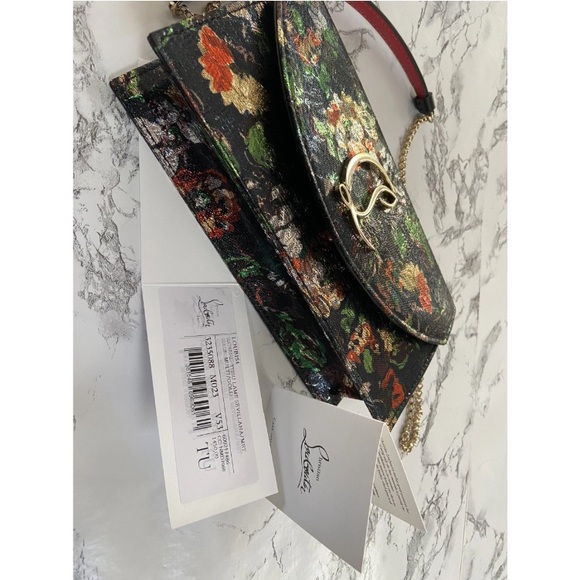 NWT Christian Louboutin Loubi54 Tissu Lamé Sevillana Handbag - Picture 7 of 13